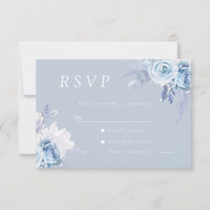 Tarjeta De Confirmación De Asistencia Boda Floral Azul Dusty