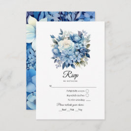 Tarjeta De Confirmación De Asistencia Boda Floral Azul Dusty