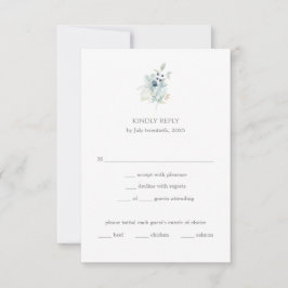 Tarjeta De Confirmación De Asistencia Boda Floral Azul Dusty | Primavera elegante