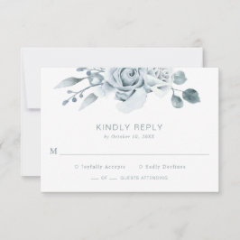 Tarjeta De Confirmación De Asistencia Boda Floral Azul Polvo