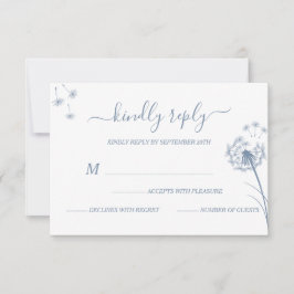 Tarjeta De Confirmación De Asistencia Boda floral azul simple