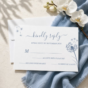 Tarjeta De Confirmación De Asistencia Boda floral azul simple
