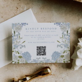 Tarjeta De Confirmación De Asistencia Boda floral azul suave