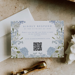 Tarjeta De Confirmación De Asistencia Boda floral azul suave