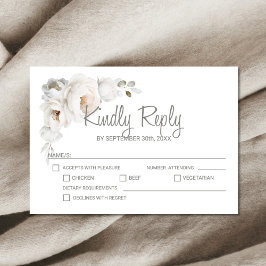 Tarjeta De Confirmación De Asistencia Boda floral blanca elegante