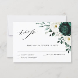 Tarjeta De Confirmación De Asistencia Boda floral blanca Eucalyptus