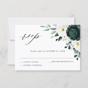 Tarjeta De Confirmación De Asistencia Boda floral blanca Eucalyptus