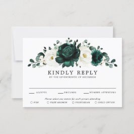 Tarjeta De Confirmación De Asistencia Boda floral blanca Eucalyptus