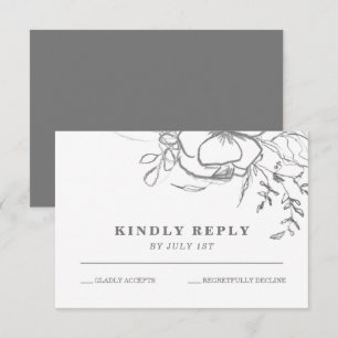 Tarjeta De Confirmación De Asistencia Boda floral blanca y gris