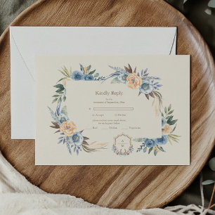 Tarjeta De Confirmación De Asistencia Boda floral bohemio de campo occidental Cresta