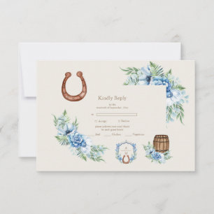 Tarjeta De Confirmación De Asistencia Boda floral bohemio de campo occidental Cresta