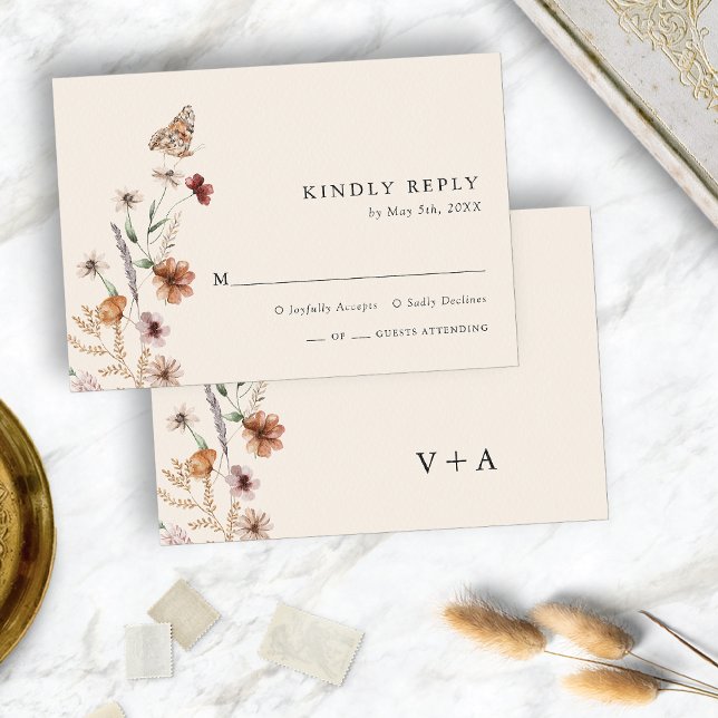 Tarjeta De Confirmación De Asistencia Boda Floral Boho Chic (Boho Chic Floral Wedding RSVP Card
)