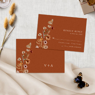 Tarjeta De Confirmación De Asistencia Boda floral boho chic de terracota