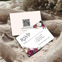 Tarjeta De Confirmación De Asistencia Boda floral boho de Borgoña