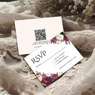 Tarjeta De Confirmación De Asistencia Boda floral boho de Borgoña