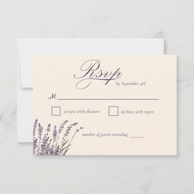 Tarjeta De Confirmación De Asistencia Boda floral Boho Rustic Purple Lavender (Anverso)
