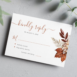 Tarjeta De Confirmación De Asistencia Boda floral Boho terracotta foliage