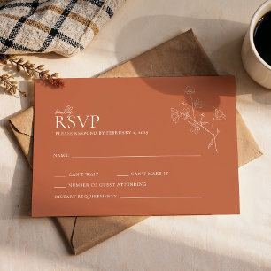Tarjeta De Confirmación De Asistencia Boda Floral Boho Warm Sienna Terracotta
