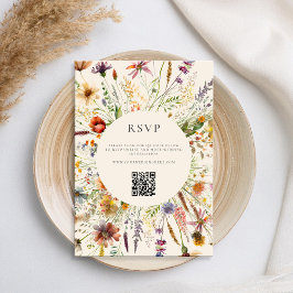 Tarjeta De Confirmación De Asistencia Boda floral Boho Wildflower minimalista
