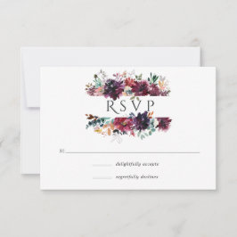 Tarjeta De Confirmación De Asistencia Boda Floral Borgoña Boho