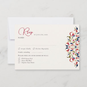 Tarjeta De Confirmación De Asistencia Boda floral botánica artística de lujo de Paisley