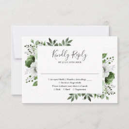 Tarjeta De Confirmación De Asistencia Boda floral botánica elegante verde oliva