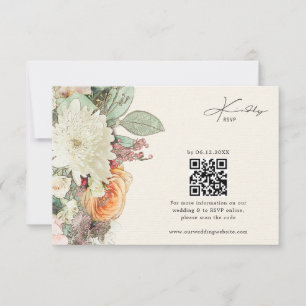 Tarjeta De Confirmación De Asistencia Boda floral botánica simple de eucalipto y rosas