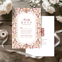 Boda floral botánica vintage de otoño código QR