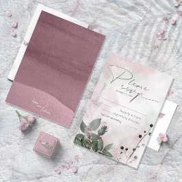 Tarjeta De Confirmación De Asistencia Boda floral caligrafía Mauve ID771