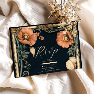 Tarjeta De Confirmación De Asistencia Boda Floral Caprichosa Victoriana Real