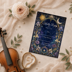 Tarjeta De Confirmación De Asistencia Boda floral celestial etérea