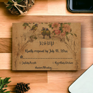 Tarjeta De Confirmación De Asistencia Boda Floral Clásico de Vintage Retro Mid Century