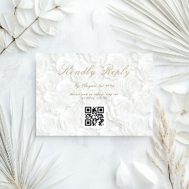 Tarjeta De Confirmación De Asistencia Boda floral Código QR