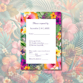 Tarjeta De Confirmación De Asistencia Boda floral colorido de hawaiana tropical