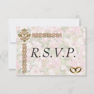 Tarjeta De Confirmación De Asistencia Boda floral con grifo dorado