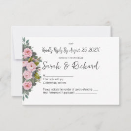 Tarjeta De Confirmación De Asistencia Boda Floral con Toque de Rubor Suave
