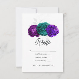 Tarjeta De Confirmación De Asistencia Boda floral con Violeta Rústico y Turquesa