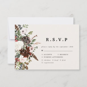 Tarjeta De Confirmación De Asistencia Boda floral de acuarela de color rústico R.S.V.P