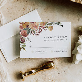 Tarjeta De Confirmación De Asistencia Boda floral de acuarela de flor de flor de flor ru