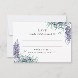 Tarjeta De Confirmación De Asistencia Boda floral de acuarela púrpura. Flores de lavanda