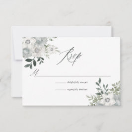 Tarjeta De Confirmación De Asistencia Boda floral de acuarela Silver Sage
