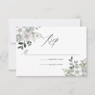 Tarjeta De Confirmación De Asistencia Boda floral de acuarela Silver Sage