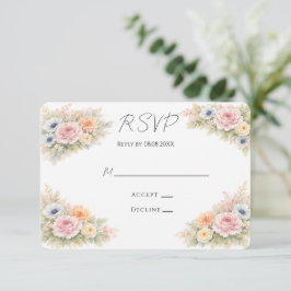 Tarjeta De Confirmación De Asistencia Boda floral de acuarela suave