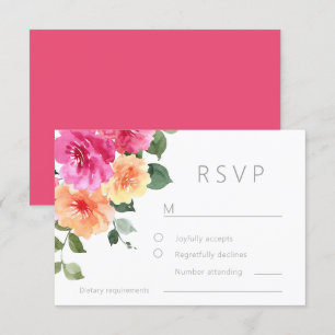 Tarjeta De Confirmación De Asistencia Boda Floral de acuarela vibrante de todas las esta