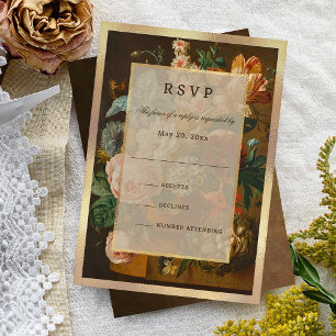 Tarjeta De Confirmación De Asistencia Boda Floral de Arte Fino Elegante