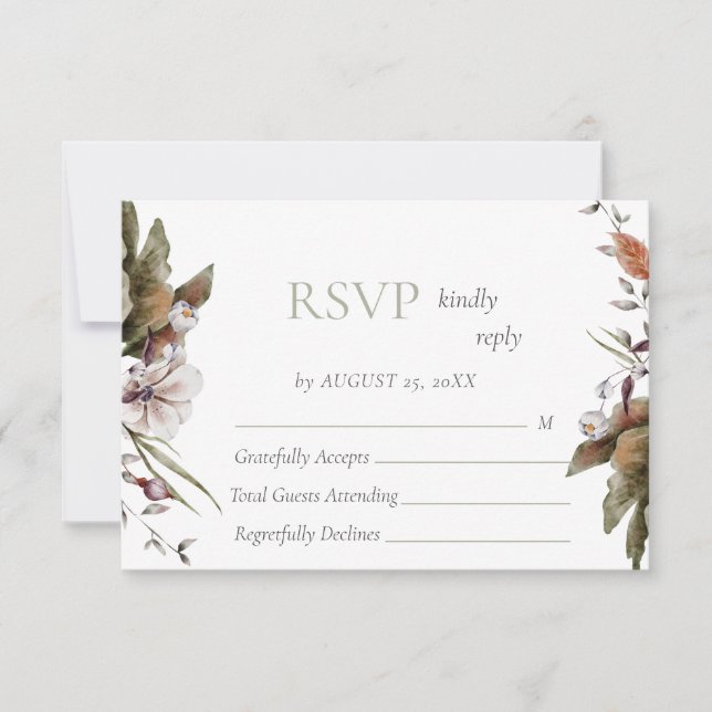 Tarjeta De Confirmación De Asistencia Boda floral de Autumance Romance Arch (Anverso)