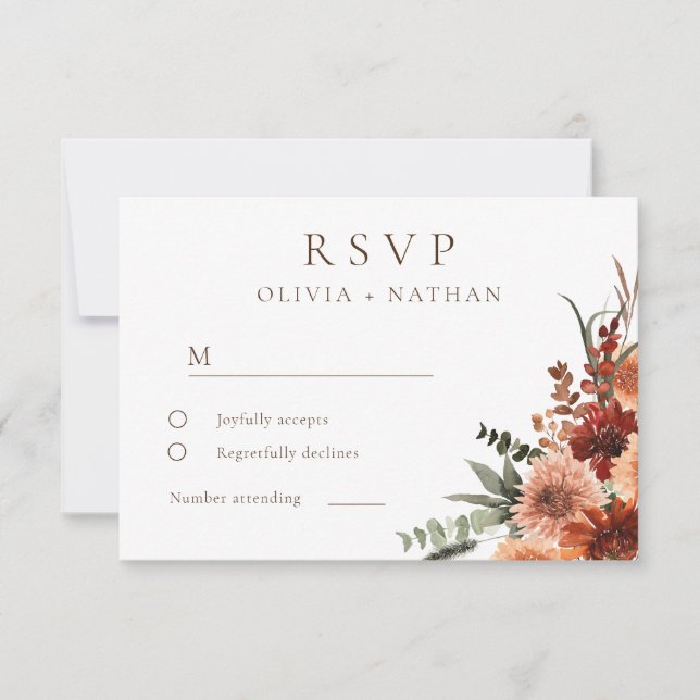 Tarjeta De Confirmación De Asistencia Boda Floral de Boho de All Seasons (Anverso)