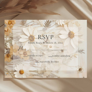 Tarjeta De Confirmación De Asistencia Boda floral de Boho Neutral Rústico