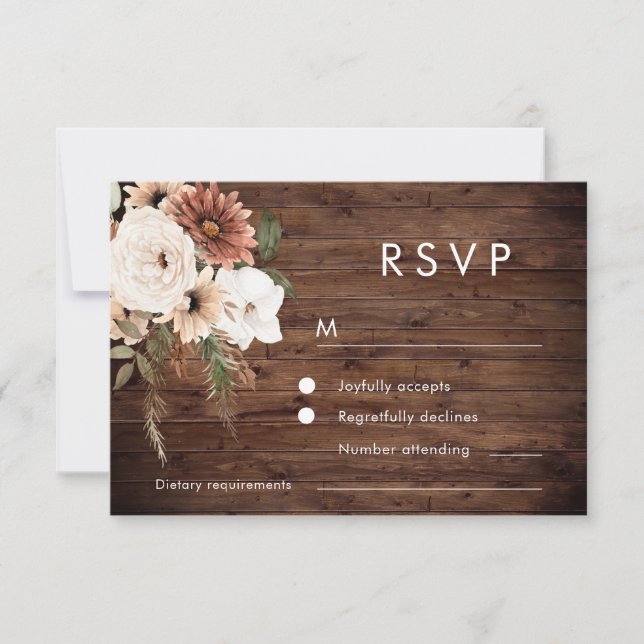 Tarjeta De Confirmación De Asistencia Boda floral de Boho ruso (Anverso)
