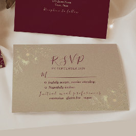 Tarjeta De Confirmación De Asistencia Boda floral de borgoña y dorado